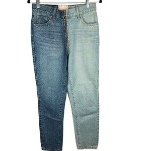 Revice Denim Yin Yang Tokyo Two Tone Full Zip High Rise Jeans 26 27 #Y2K